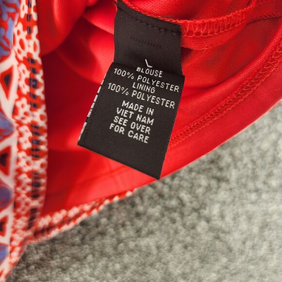 AGB Large Multicolor Red Blue Floral NWT Short Sleeve Blouse - Picture 8 of 9